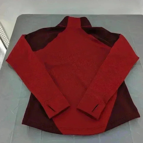 Eddie Bauer Women M 1/4 Zip Pullover Long Sleeve Sweater Jacket Top 2 Tone Red - Picture 9 of 9